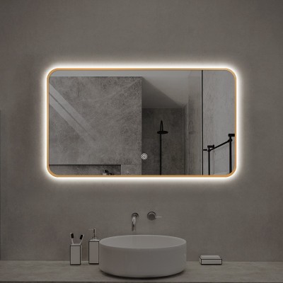 LED灯浴室镜 圆角铝合金框客厅装饰镜 壁挂智能背光卫生间镜子