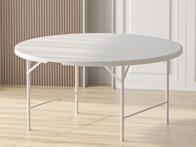 1.5米折叠圆桌 家用圆形餐桌 户外塑料桌面 饭店桌椅 便携折叠桌