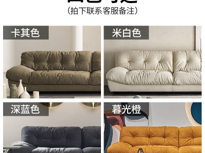 意式极简布艺沙发现代轻奢高档科技布沙发客厅小户型直排羽绒沙发图2