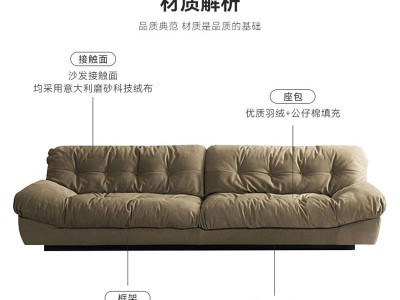意式极简布艺沙发现代轻奢高档科技布沙发客厅小户型直排羽绒沙发图3