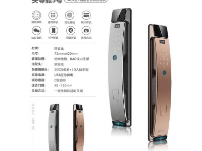 3D人脸识别智能锁家用入户防盗门指纹锁全自动刷脸密码锁手机远程图3