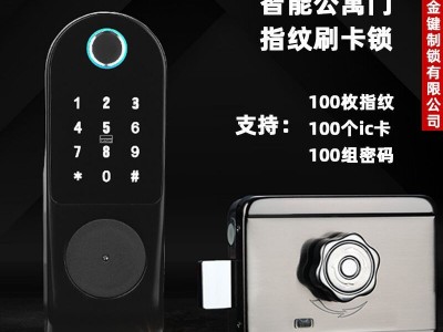 免布线门禁锁指纹刷卡密码一体门锁出租房家用防盗大门锁智能电控图3