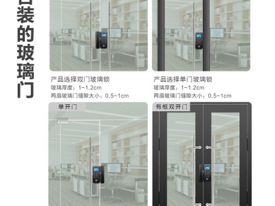 凯恩斯免开孔玻璃指纹锁 免布线可考勤遥控刷卡密码门锁 有匡玻璃图4