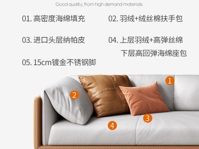 轻奢真皮沙发头层牛皮客厅小户型简约现代乳胶三人位四人后现代图4