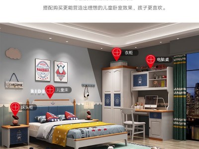 全实木儿童床1.2米男孩床实木单人床1.5米家具套房组合美式单人床图3