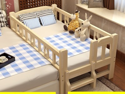儿童床实木床小孩带护栏女孩公主床幼儿园婴儿拼接床加宽床宝宝床