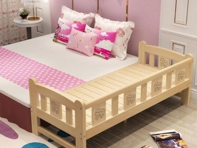 实木儿童床带护栏男孩女孩单人床加厚松木床拼接床加宽床可定做