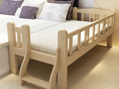 卧室宝宝床松木小孩床儿童床护栏实木床 宝宝拼接小床可