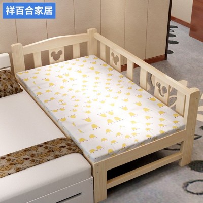 加宽床拼接床定做实木床儿童床带护栏成人单人松木宝宝床拼接边床