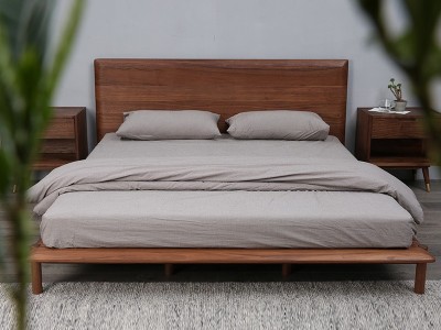 北美黑胡桃实木床卧室婚床实木双人床1.5米1.8北欧双人床厂家发货
