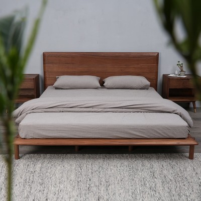 北美黑胡桃实木床卧室婚床实木双人床1.5米1.8北欧双人床厂家发货