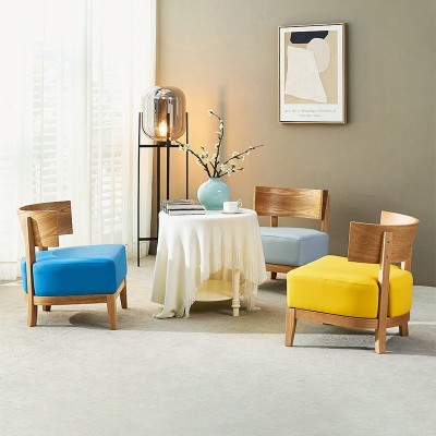 美式后现代酒店沙发椅时尚北欧实木围椅创意定制洽谈椅组合软包椅