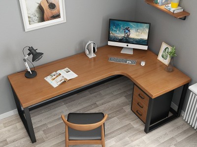 现代简约实木转角书桌 家用轻奢书房L型写字台 卧室拐角电脑桌
