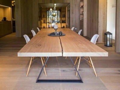 现代简约实木会议桌 北欧原木洽谈桌 办公电脑长条桌工业风大板桌