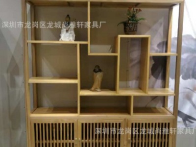 新中式老榆木储物博古架实木古董摆件展示架客厅隔断免漆家具批发