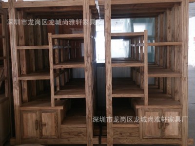 客厅实木博古架 榆木多层收纳古董展示架 格子柜现代中式仿古茶架图4