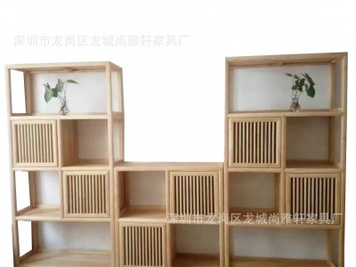 白蜡木家具实木书柜组合现代中式多功能茶柜客厅书房家具定制书架图2
