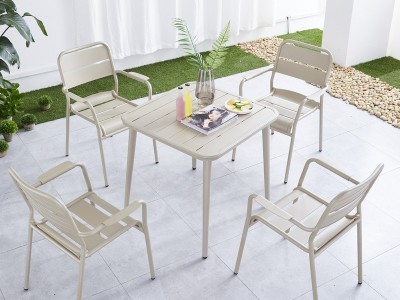 户外桌椅庭院花园阳台休闲桌椅室外露天咖啡厅奶茶店全铝合金桌椅