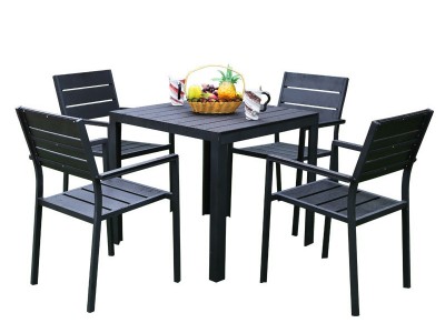 户外桌椅庭院花园休闲木塑餐厅铝合金塑木桌椅组合简约露台家具