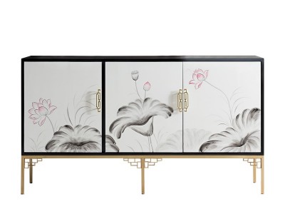 新中式玄关柜现代简约鞋柜轻奢客厅门大容量实木储物柜彩绘柜批发图5