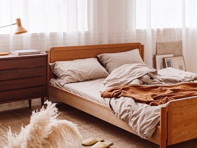北欧家用卧室艾诺诺双人床日式民宿实木单人床简约现代双人床1.5m