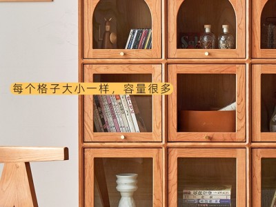 北欧实木格子书柜小户型家用樱桃木收纳展示柜书房客厅手办置物柜图4