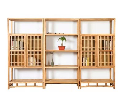 老榆木新中式书架书柜博古架格子多宝阁储物柜酒柜鞋柜置物柜家具图5