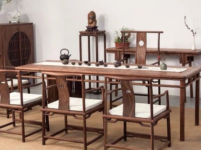 老榆木茶桌椅组合新中式茶台书桌办公桌电脑桌禅意家用餐桌 原木