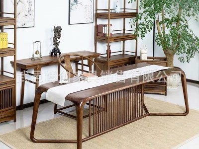 新中式茶桌椅组合禅意实木茶台简约现代茶艺桌功夫茶台套装家具