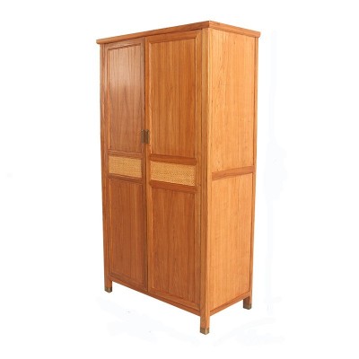 中式原木家具实木衣柜两门推拉门衣橱榆木整体衣柜卧室木质储物柜