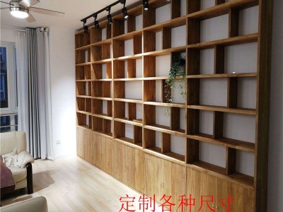 老榆木书架来图订货落地整墙实木书柜多层创意隔断吊柜格子置物架图2