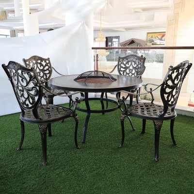 铸铝户外桌椅折叠庭院阳台休闲遮阳伞组合咖啡高脚酒吧桌椅
