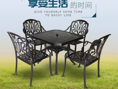 铸铝户外桌椅折叠庭院阳台休闲遮阳伞组合咖啡高脚酒吧桌椅图4