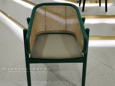 加工定制民宿客房单人椅酒店户外休闲靠背椅实木围椅编藤餐椅日系图5