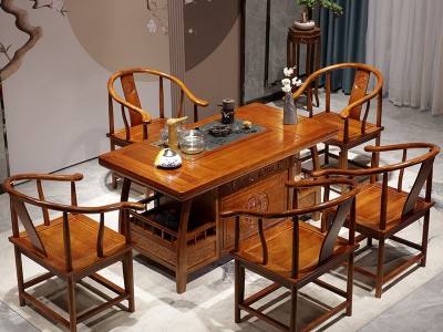 实木茶桌椅组合泡茶桌套装家用功夫茶台办公室喝茶红木中式茶桌
