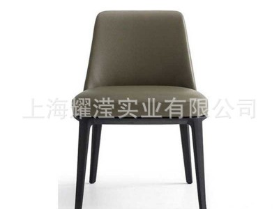 北欧时尚售楼处会所皮艺洽谈椅定制家具简约现代实木餐椅咖啡椅图4