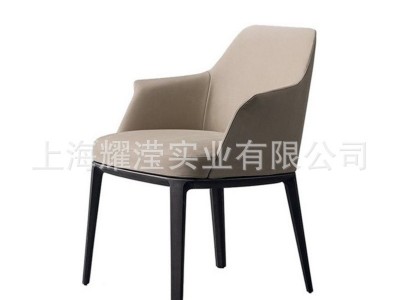 北欧时尚售楼处会所皮艺洽谈椅定制家具简约现代实木餐椅咖啡椅图2