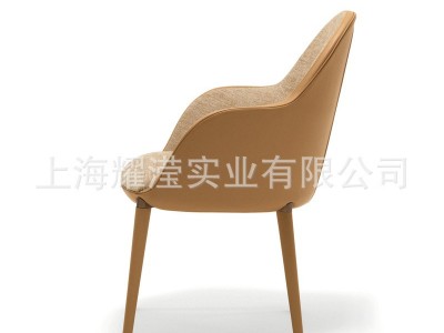 简约现代咖啡厅餐厅实木餐椅定制家具休闲靠背售楼处洽谈单人椅图3