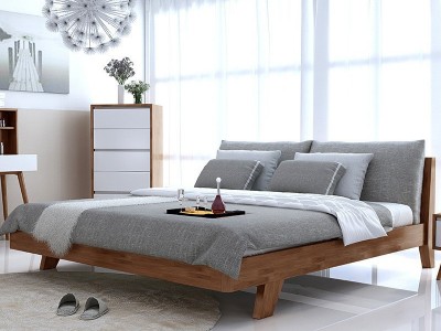 北欧实木床1.8米1.5米现代简约小户型双人床主卧日式床北欧原木床