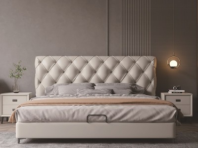 轻奢现代简约1.8米双人床主卧皮床软包卧室储物家具图2