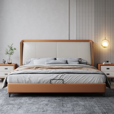 皮床轻奢现代双人主卧大床一件代发卧室简约软包婚床意式极简单床