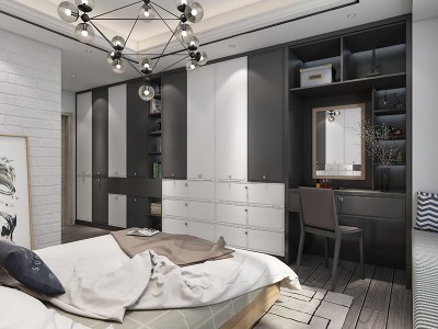 木纹板式整体衣柜 白色组合衣柜 衣帽间整体衣柜图5