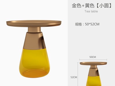 新款意式轻奢茶几极简风玻璃小圆桌ins网红创意客厅酒店配套茶几图5