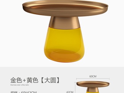新款意式轻奢茶几极简风玻璃小圆桌ins网红创意客厅酒店配套茶几图3