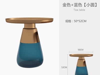新款意式轻奢茶几极简风玻璃小圆桌ins网红创意客厅酒店配套茶几图2