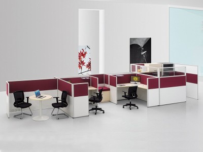 外贸出口办公桌椅组合隔断电脑桌简约现代屏风工作位四人位职员桌