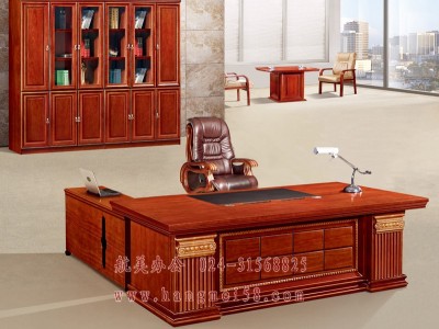 沈阳办公家具厂老班台老板桌库存油漆大班台实木桌设计经理总裁桌图2