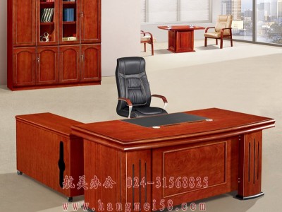 沈阳办公家具厂老班台老板桌库存油漆大班台实木桌设计经理总裁桌图5