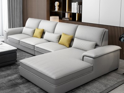 北欧科技布沙发 客厅转角三人位组合现代简约小户型乳胶布艺沙发