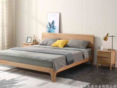 先卓木业白橡木.红橡木现代简约1.8大床 半岛床头柜图4
